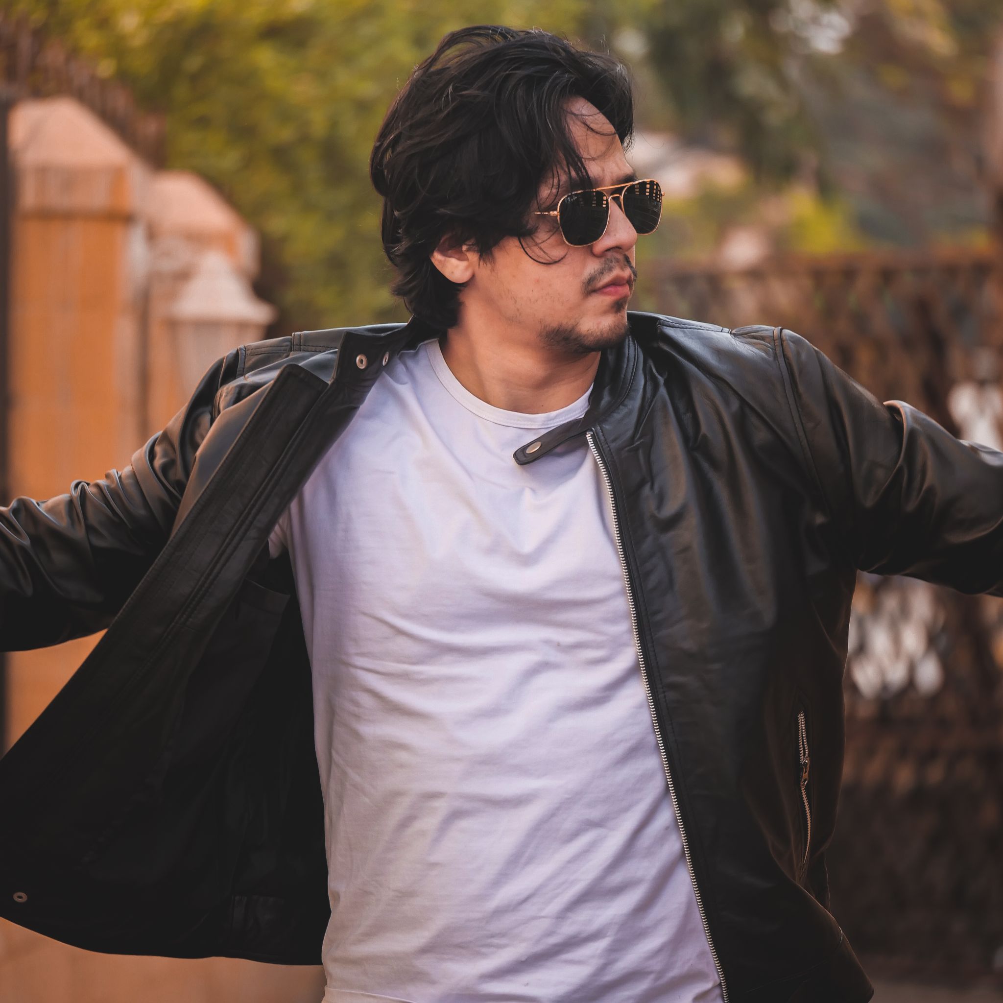 Zipper Biker Mens Leather Jacket Black