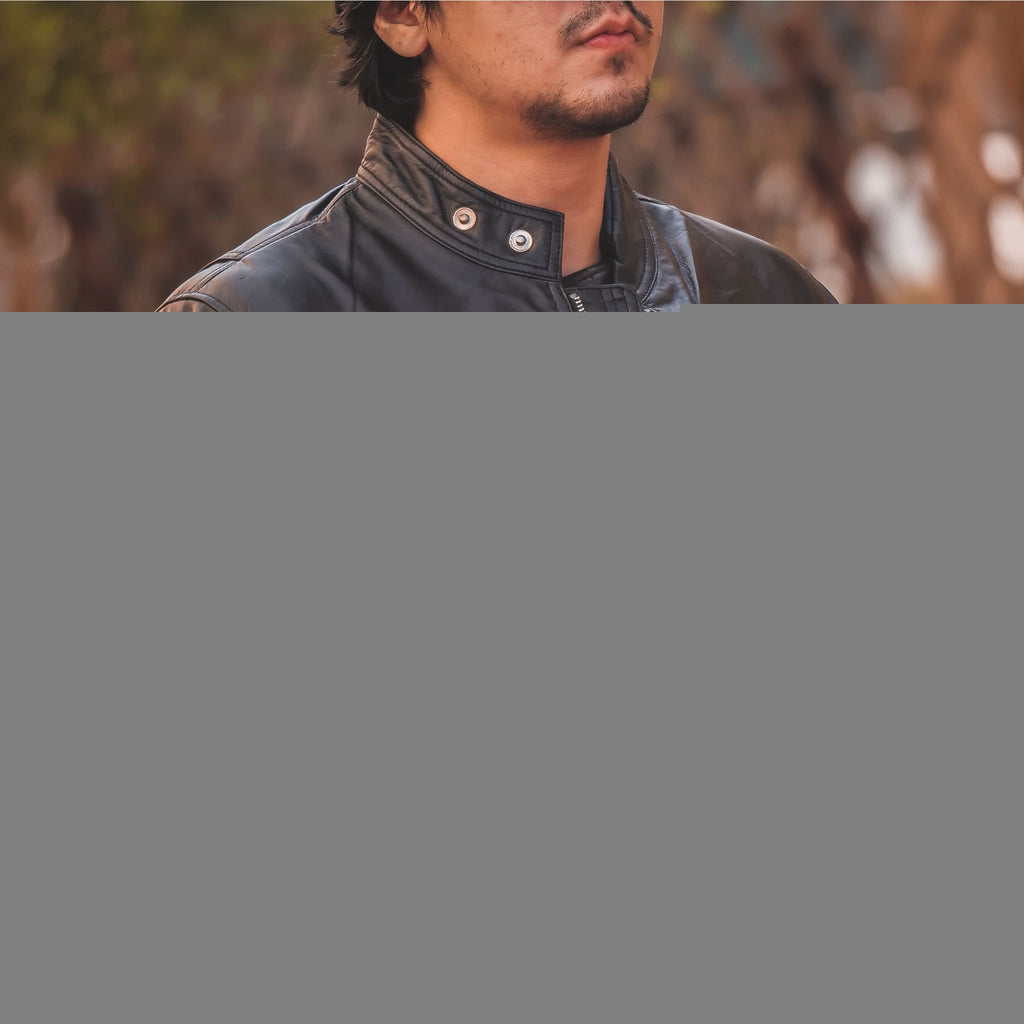 Zipper Biker Mens Leather Jacket Black