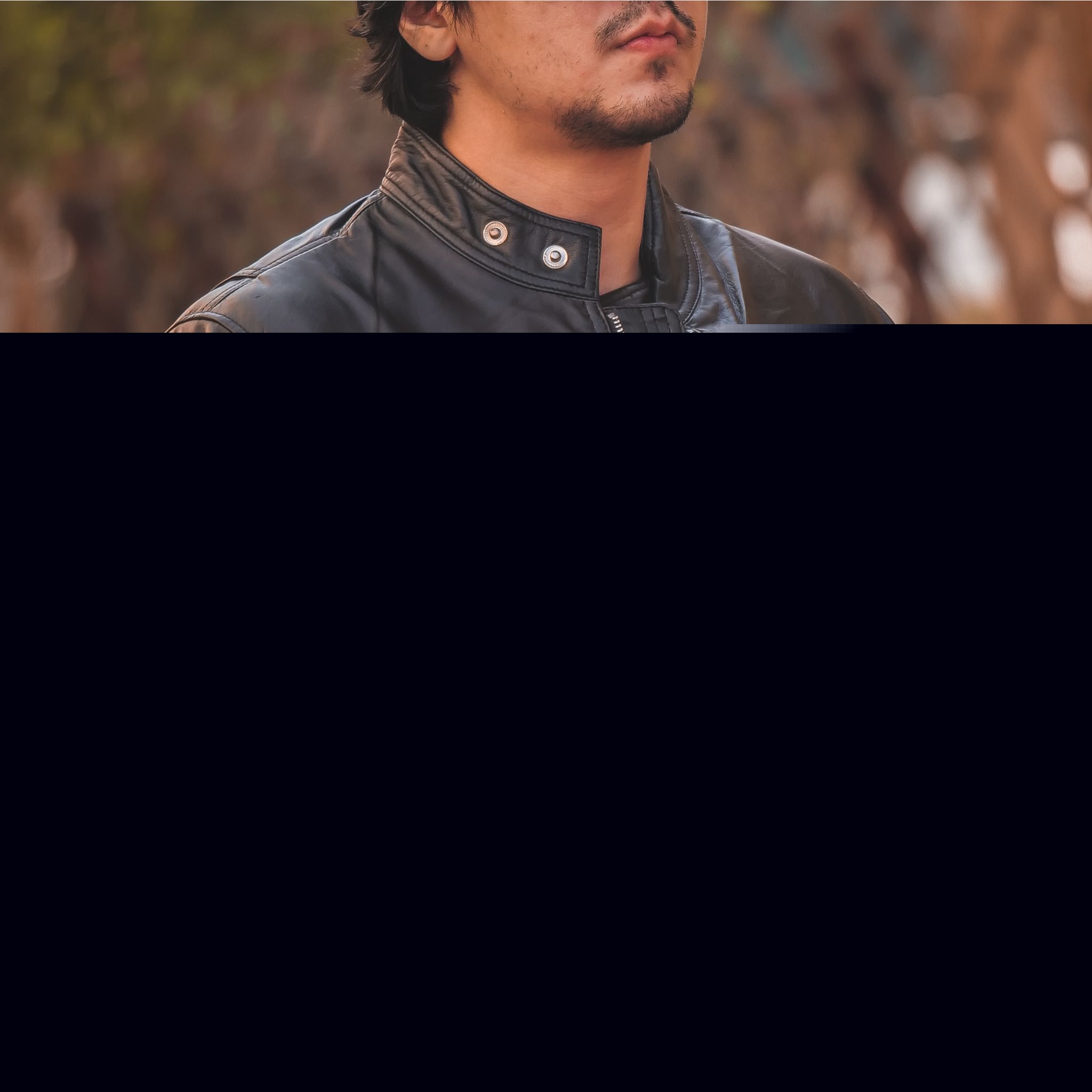 Zipper Biker Mens Leather Jacket Black