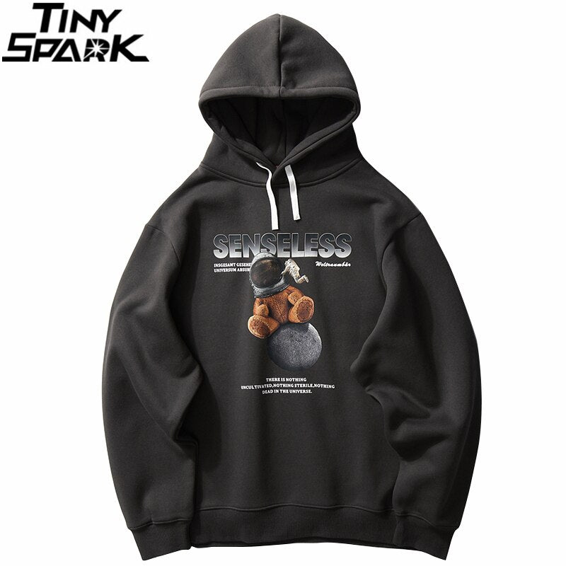 Men Streetwear Hip Hop Hoodie Sweatshirt Spaceman Print Autumn Winter Harajuku Hoodie Pullover Cotton Hooded Sweatshirt