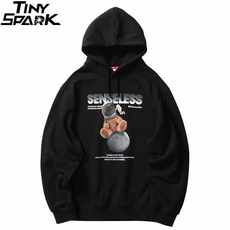Men Streetwear Hip Hop Hoodie Sweatshirt Spaceman Print Autumn Winter Harajuku Hoodie Pullover Cotton Hooded Sweatshirt