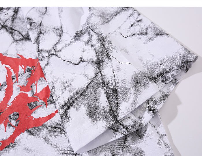 DARK Hip Hop Graffiti Tie Dying Mens T Shirt Harajuku Streetwear Skateboard Tops Tees Casual Cotton Short Sleeve