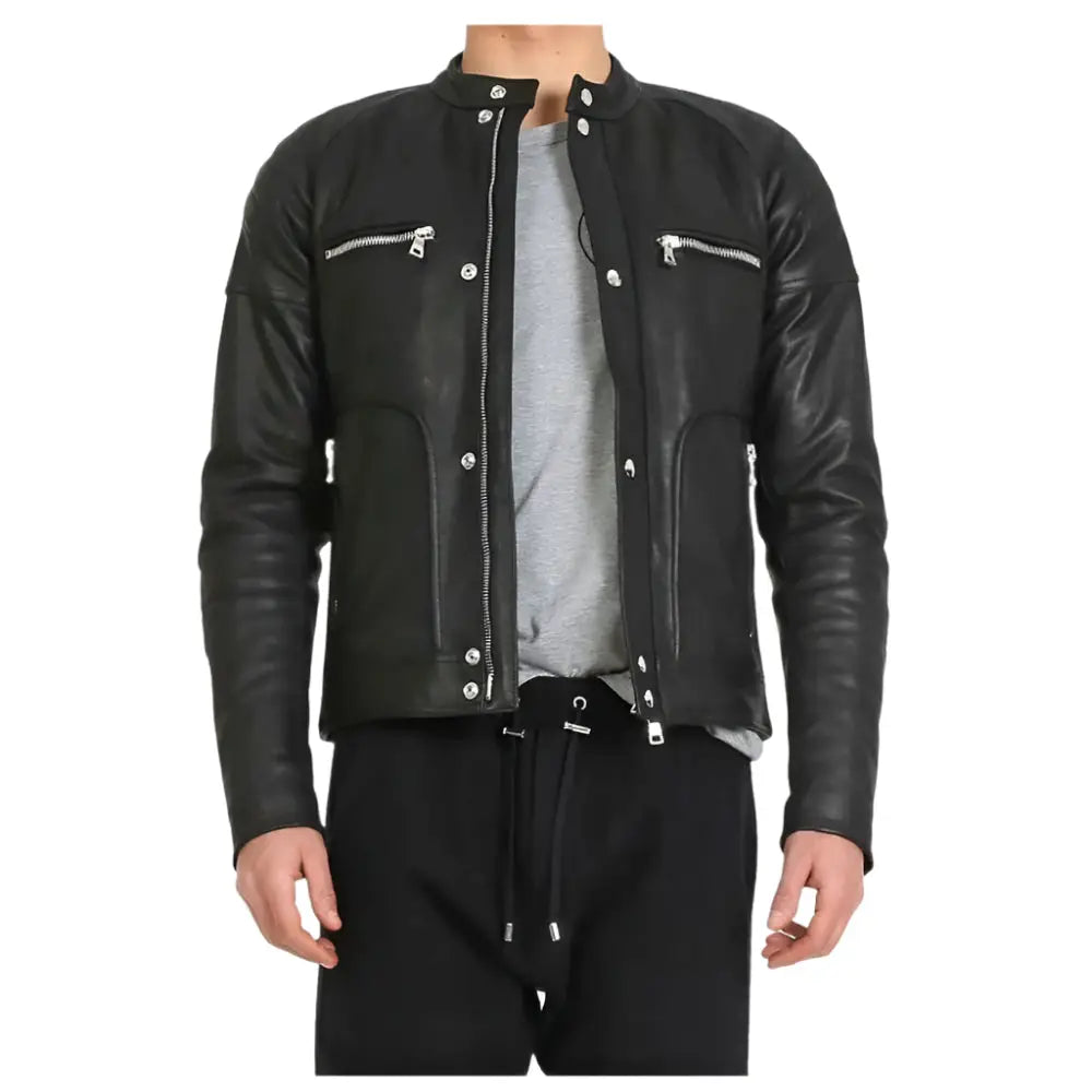 Mens Black Leather Fashion Jacket