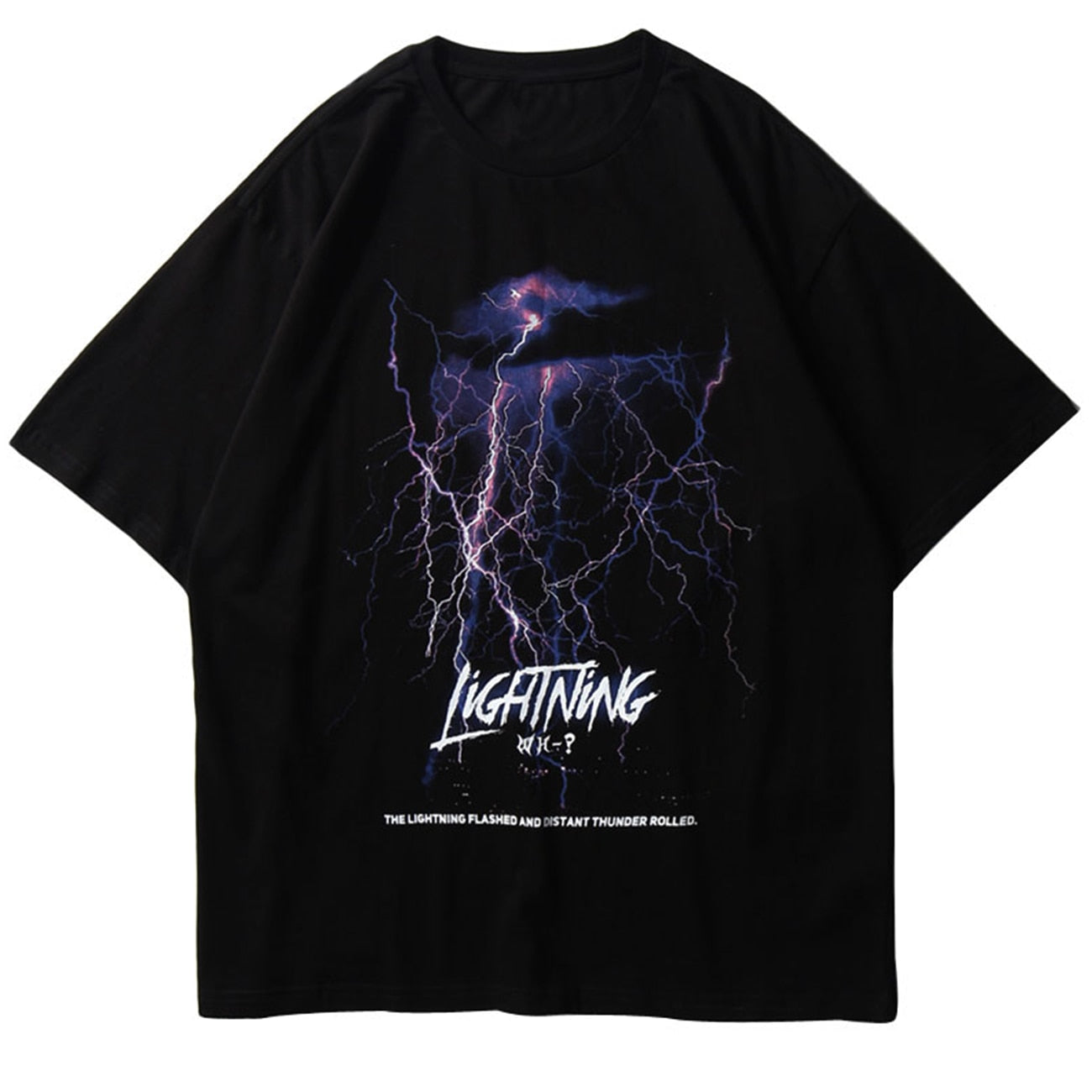 Lightning Print T Shirt Men Summer Casual Tshirt Tees Hip Hop Harajuku Loose Streetwear Short Sleeve Shirts