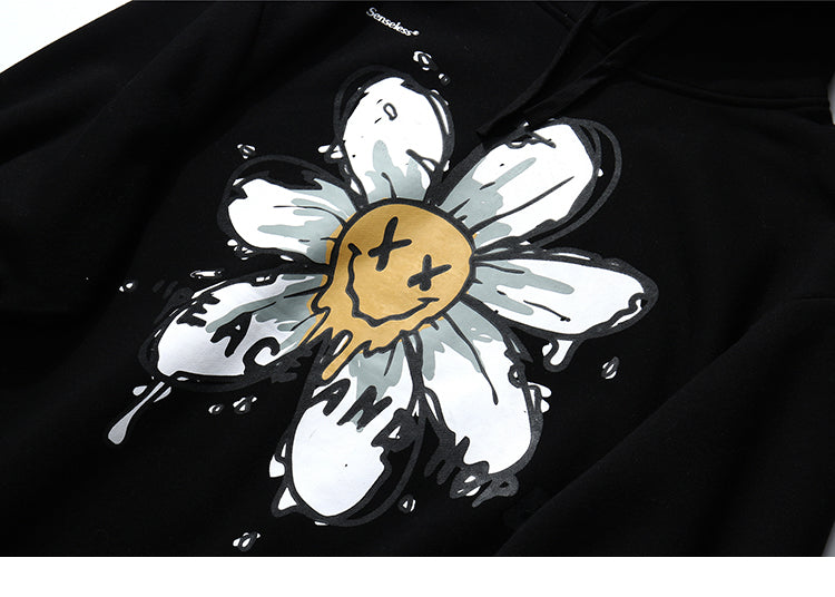 Harajuku Hoodie Sweatshirt Daisy Flower Mens Streetwear Hip Hop Hoodie Pullover Cotton Hooded Sweatshirt Fleece Winter