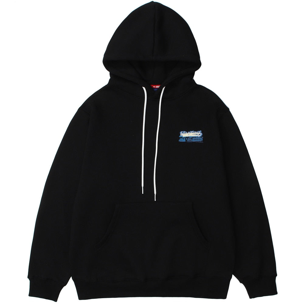 Hoodie Men Graffiti Letter Illustration Fleece Pullovers High Street All-match Casual Tops Baggy Cozy Unisex Streetwear